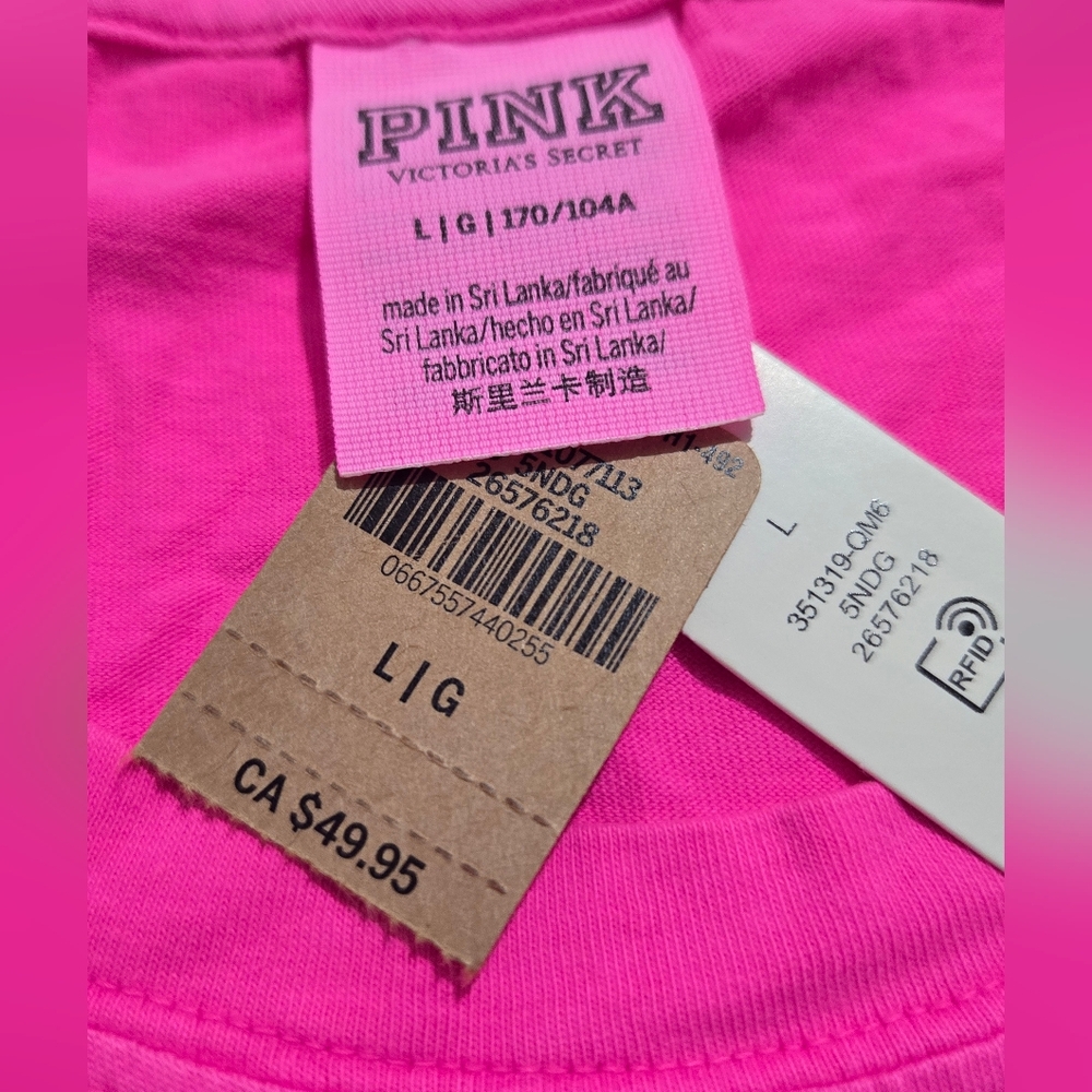 PINK Victoria's Secret Girls' Long-Sleeve Logo Tee - Bright Pink - Picture 7 of 8